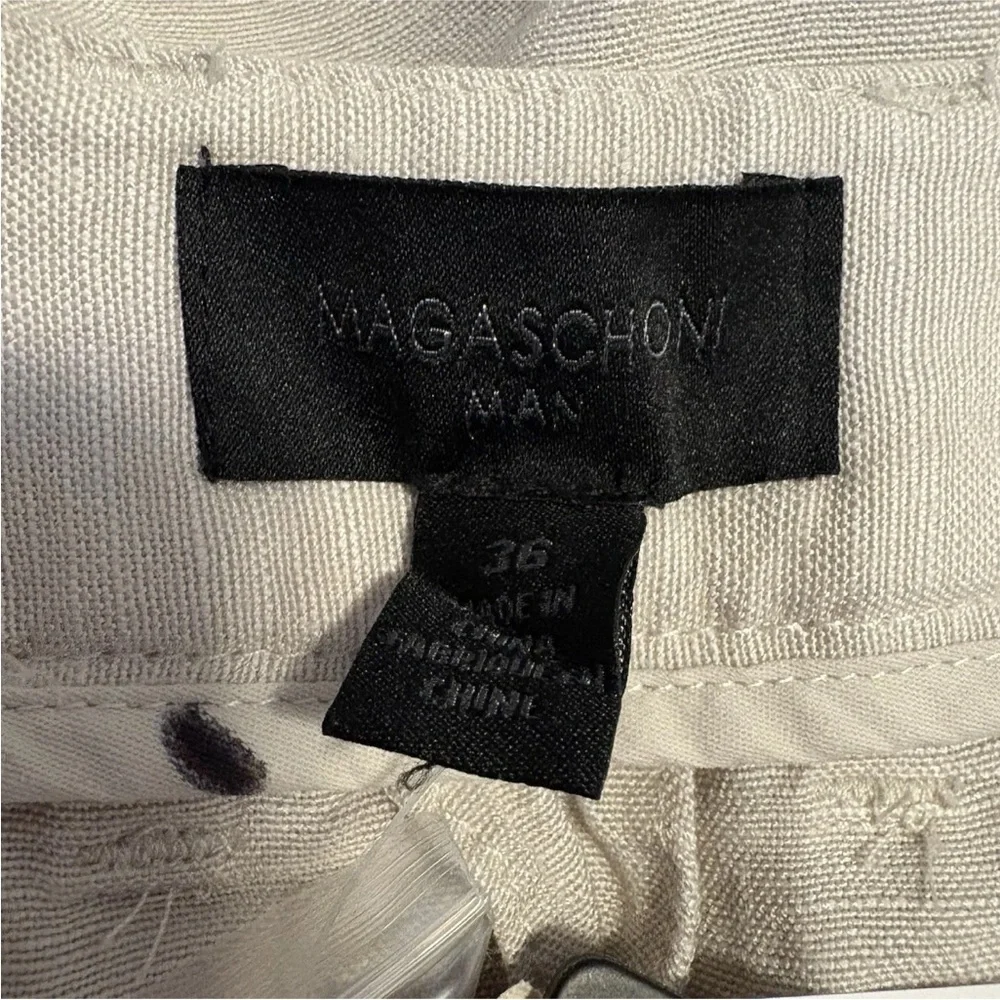 NWT Magaschoni Man Beige Linen Blend Pants Flat Front‎ Size W36 L31